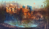 A. Q. Arif, 24 x 42 Inch, Oil on Canvas, Cityscape Painting, AC-AQ-435